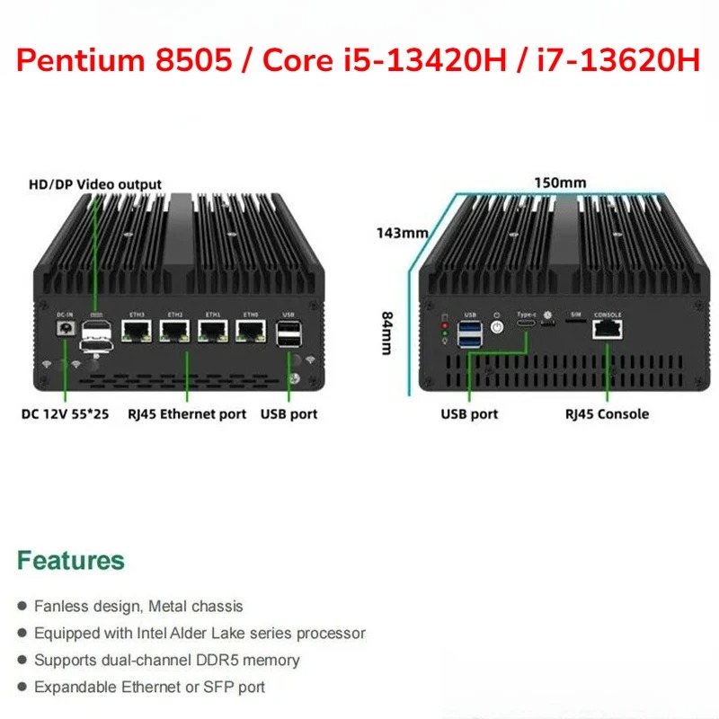 มินิพีซีไร้พัดลม Pentium 8505/ - Pfsense Firewall Router 2.5G 4 I226 บทวิจารณ์และราคา